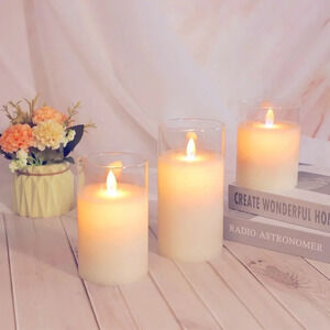 Flameless Flickering Candles Battery Powered with Remote New Set  of 3